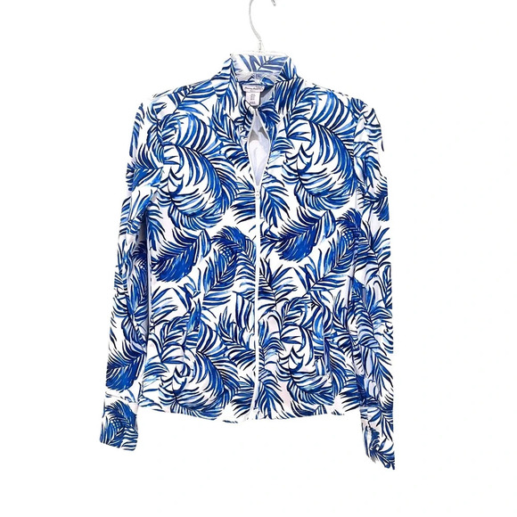 TOMMY BAHAMA PALM Long Sleeve Full Zip Golf Jacket Size Small Blue and White - Picture 1 of 5